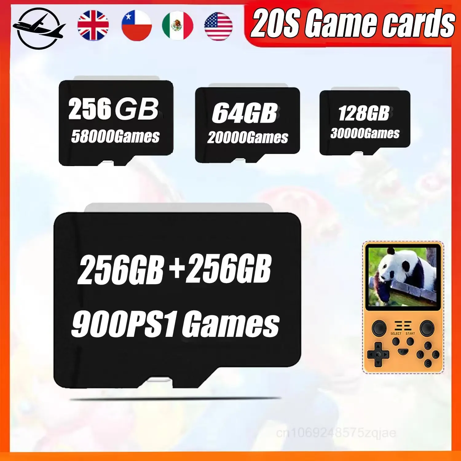 وحدة تحكم ألعاب محمولة باليد من PowKiddy ، بطاقة Mamory RGB20S ، بطاقة Sd ، بطاقة Tf ، ألعاب PSP ، 500 في 1 ، آلة ، ألعاب كلاسيكية ، 256G ، 900 ، 500 في 1