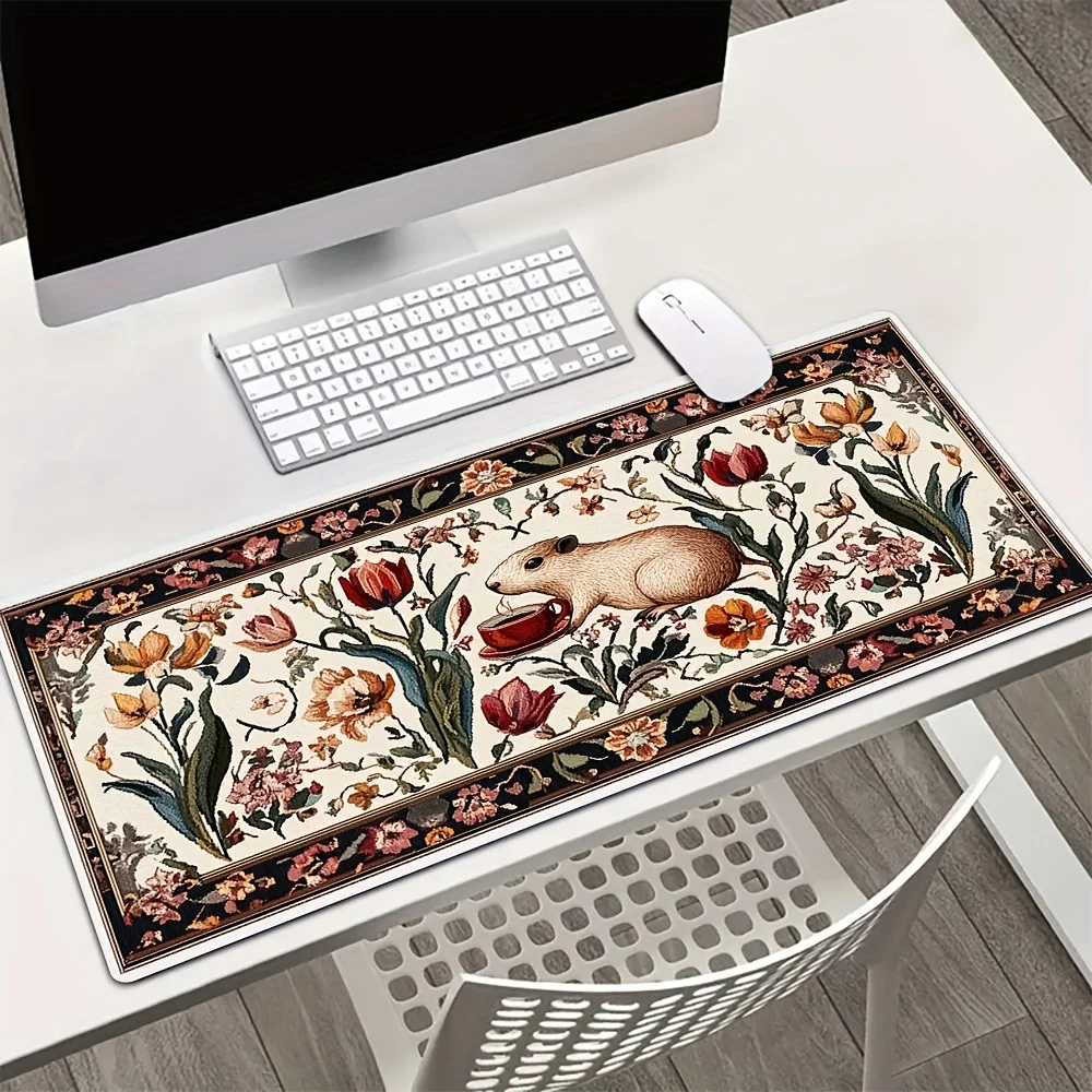 

Extra-large water sedge carpet mousepad with Persian-style anti-slip rubber, 15.7x31.4 inches (40x80 cm), suitable for home