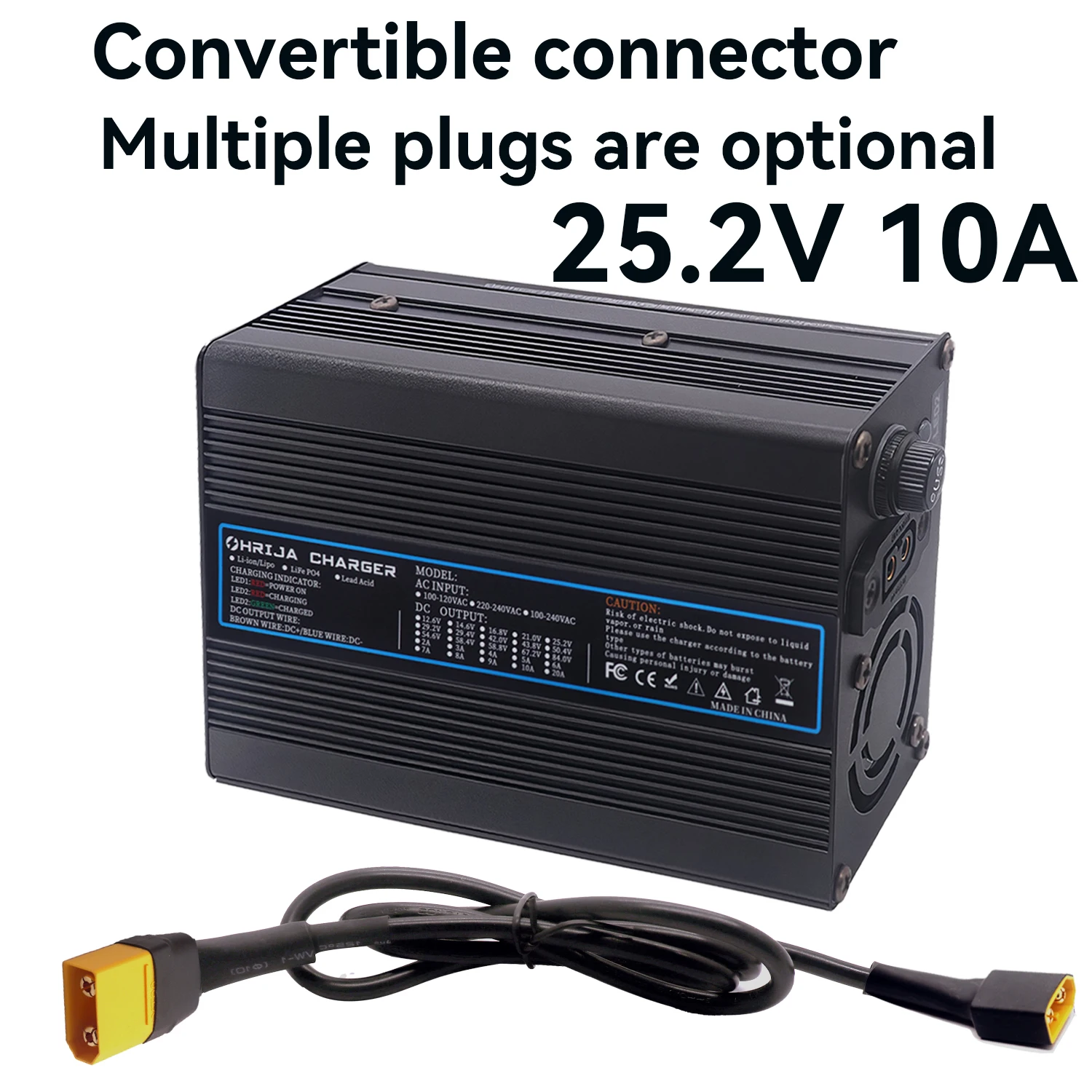 

Съемный разъем 25,2 В 10 А, алюминиевый корпус, быстрое зарядное устройство для литиевой батареи для 24 В, 6S eries, зарядное устройство для литиевой батареи, охлаждающий вентилятор