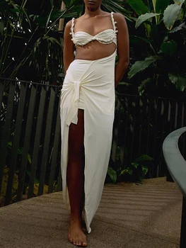 2024 Effen Kleur Bikini Elegant Apart Badpak En Cover Damesmode Strandoutfits Badkleding Strandkleding