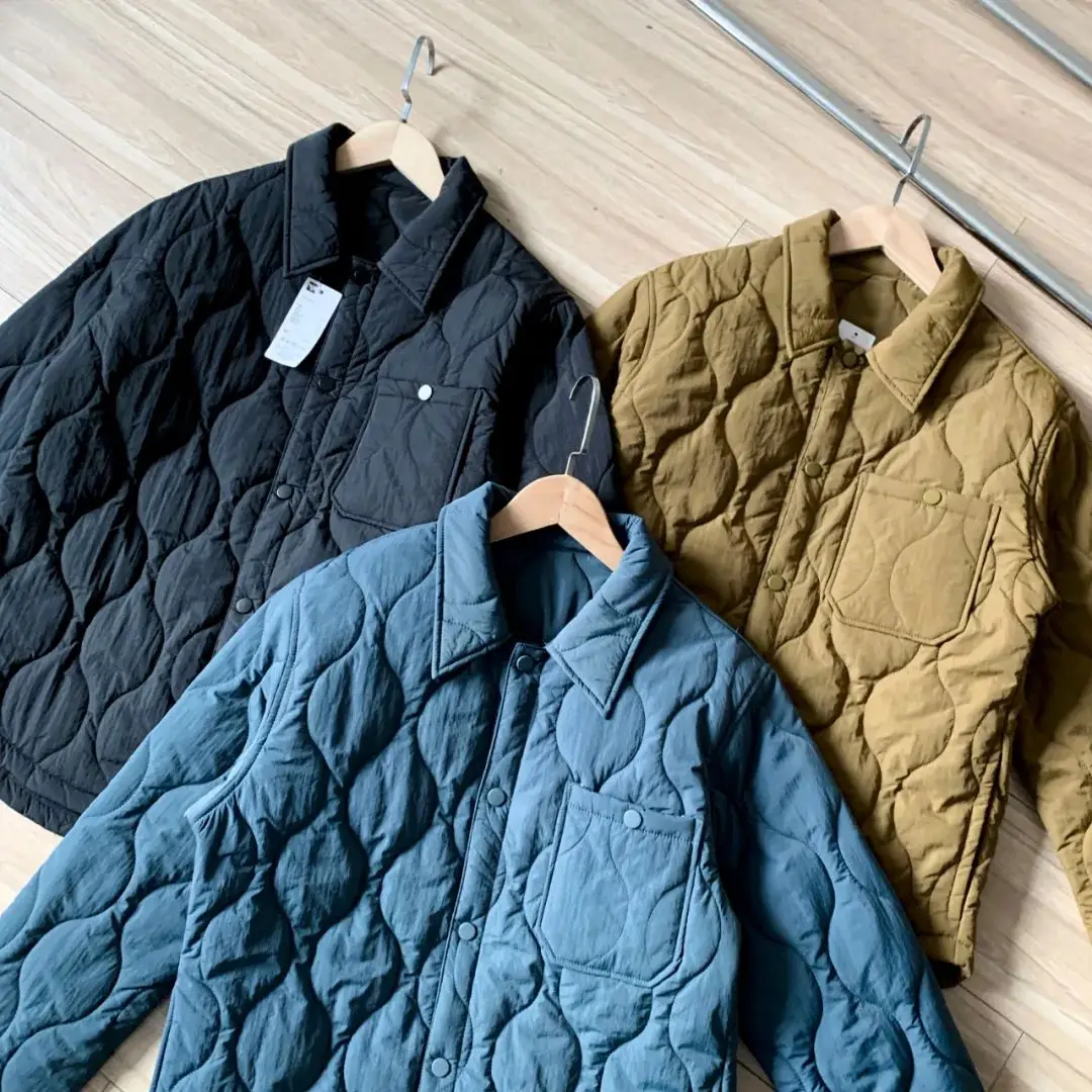 Asia Size Japan Retro Fashion Loose Silhouette Quilted Shirt Style Workwear Cotton Padded Jackets Men\'s Autumn Winter Coats