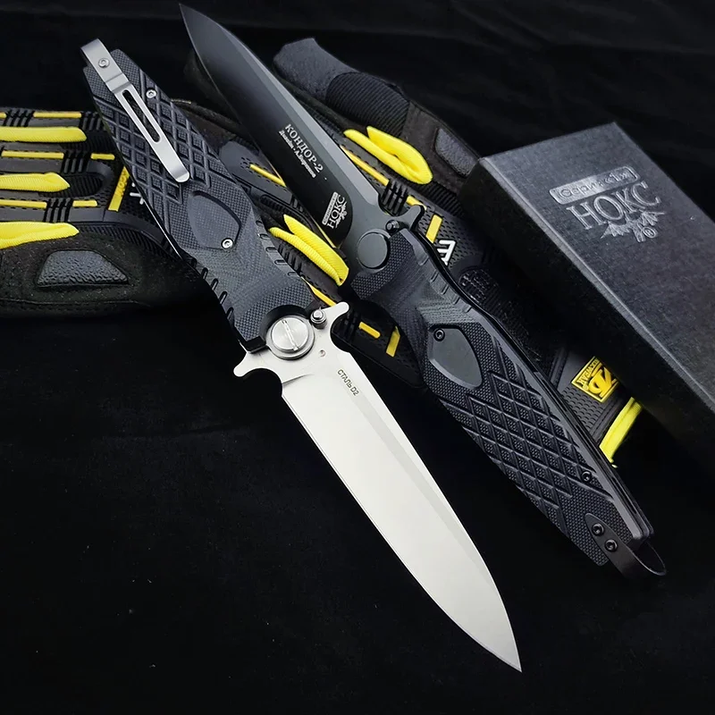 New RUSSIA HOKC NOKS Rocket Folding Knife Military Force Hunting Knives D2 Blade G10 Handle Edc Pocket Clip Survival Multi Tool