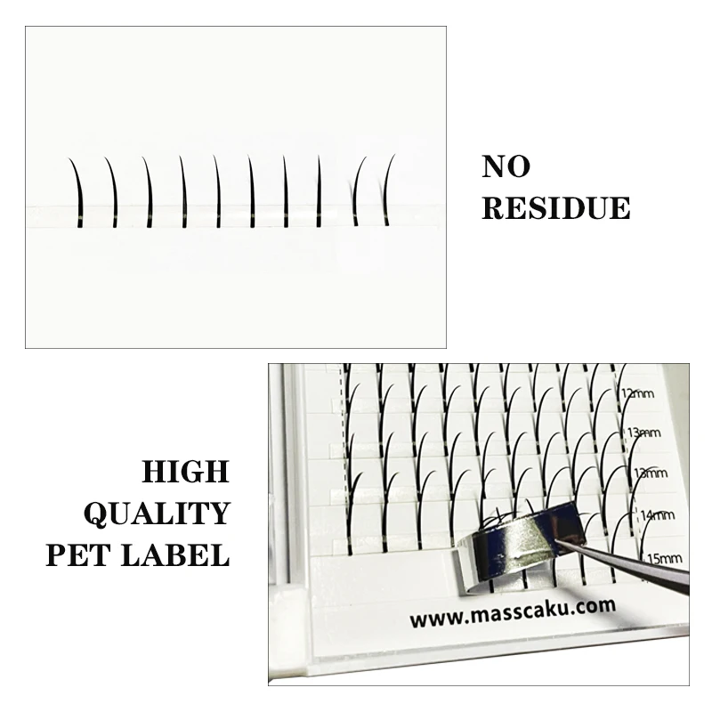 Masscaku pestañas individuales, extensiones de pestañas falsas de larga duración, volumen ruso, forma A, todos los tamaños
