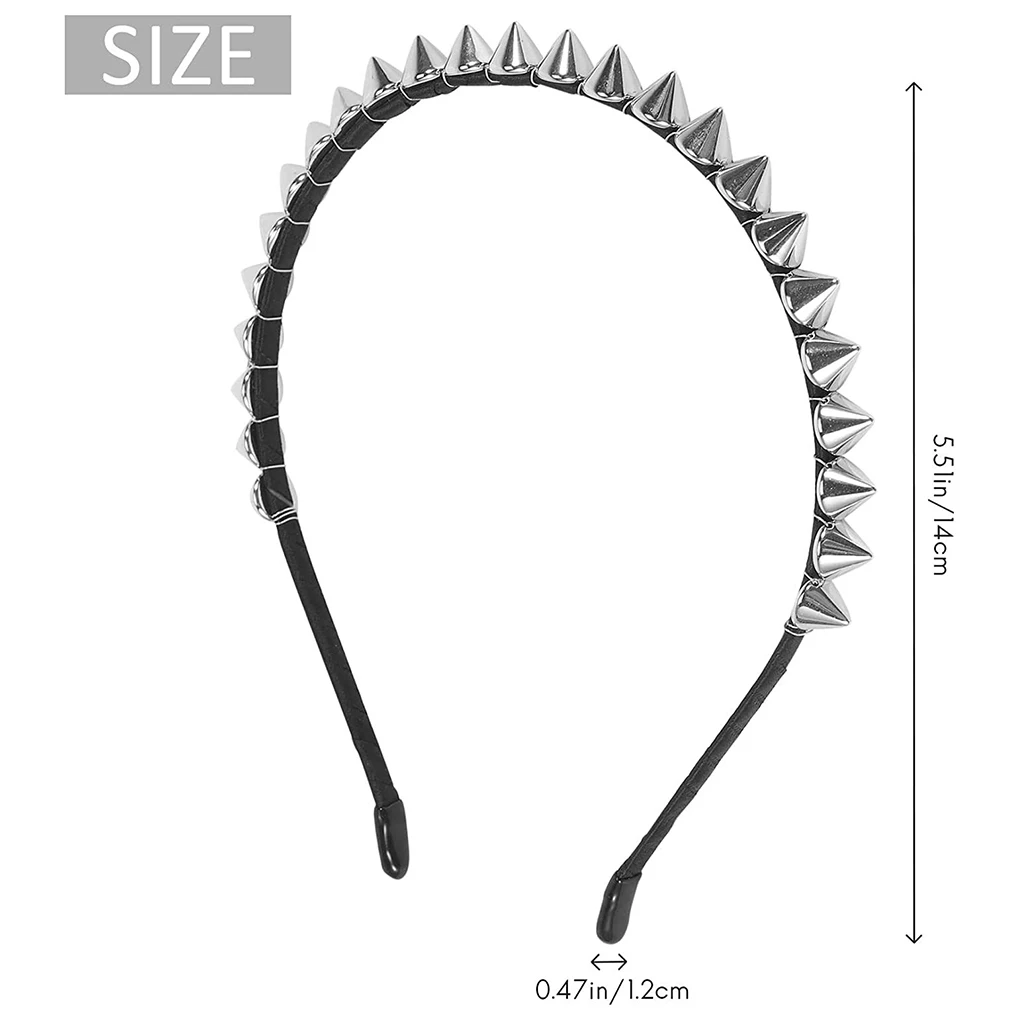 Lightweight And Flexible Fashion Cool Metal Spike Rivets Studded Headband For Trendy Hairstyles