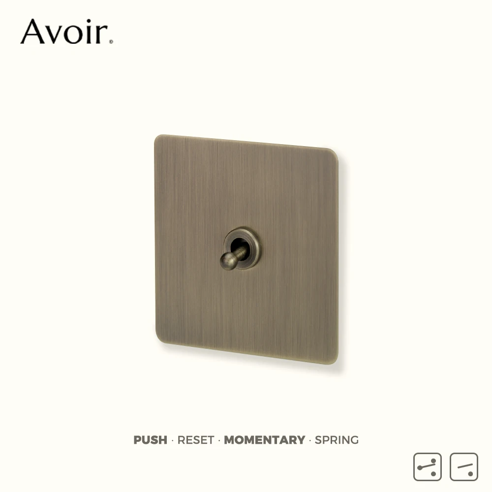 Avoir Vintage Push Button Momentary Brushed Bronze Spring Switches House Accessories Reset Switch Usb Wall Socket 220V Universal