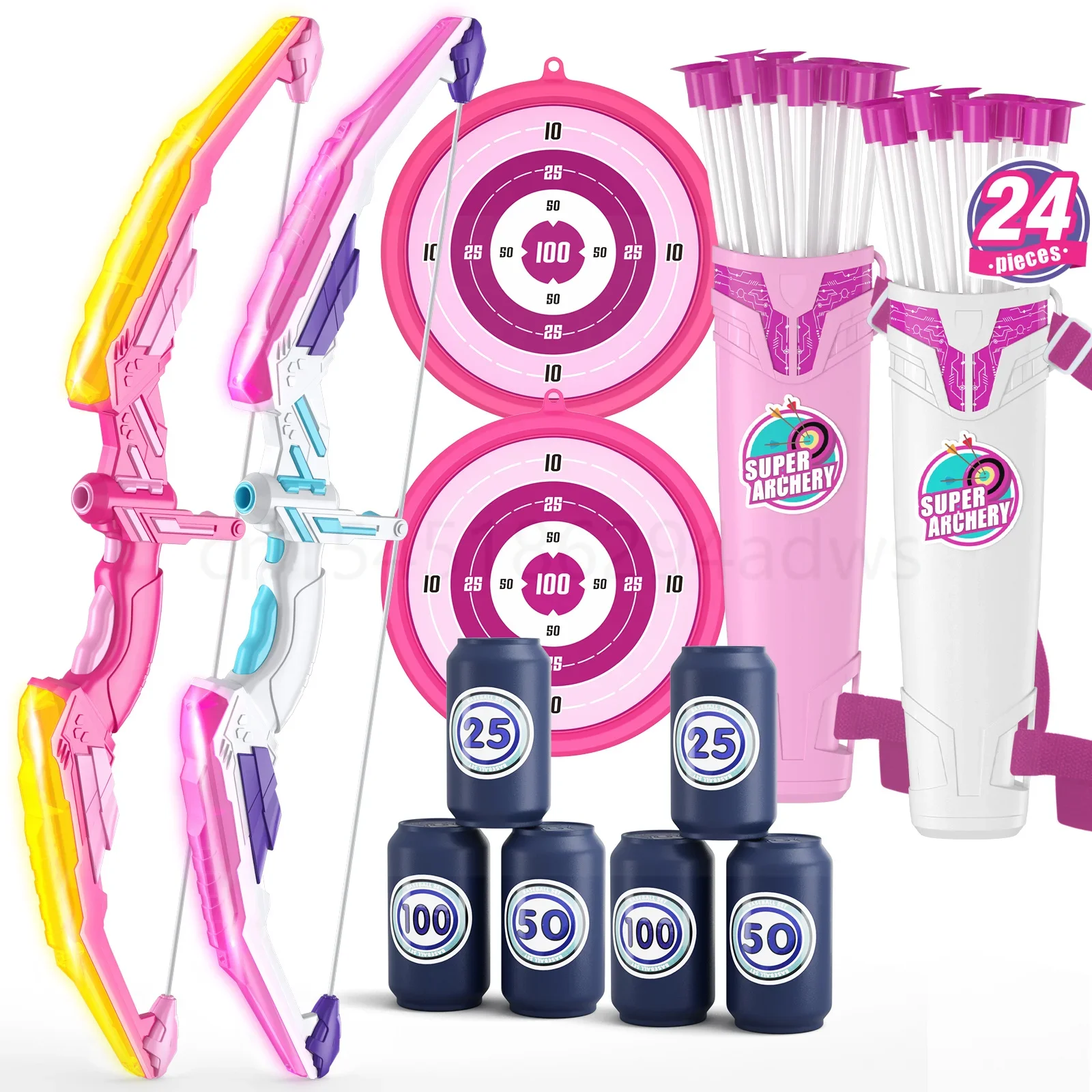 

Kids Bow and Arrow Set, LED Light Up Archery Toys Set for Kids Ages 4-8 8-12, with Suction Cup Arrows, Target & Quiver, Boy Girl