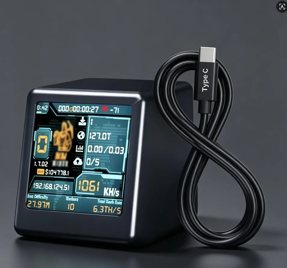 ESP32 Bitcoin Miner SOLO Lottery 1100KH/s Silent Low Power Desktop Clock Crypto WiFi Mining Device NM-TV
