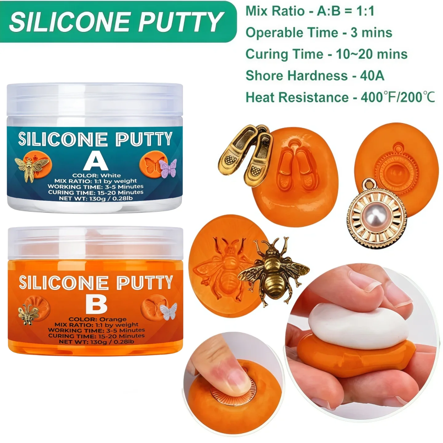 1:1 Ratio Silicone Putty Modeling Paste Reusable For Resin Epoxy Creative Repairs