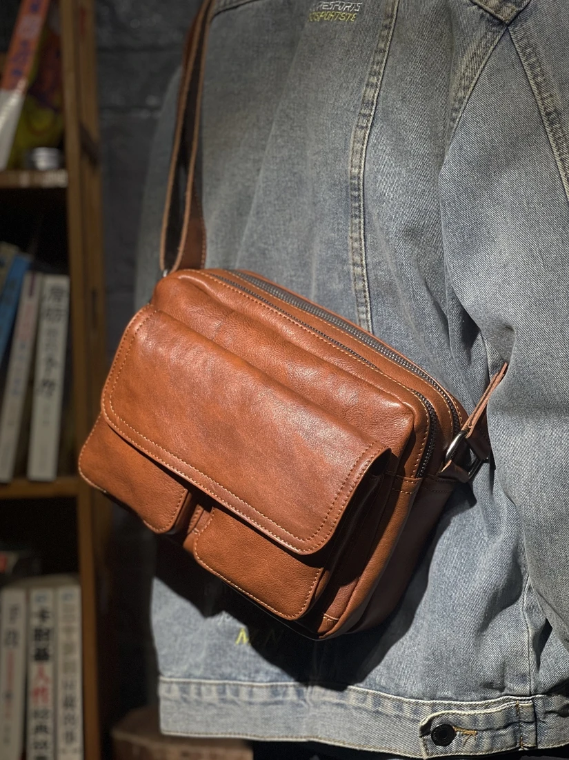 Shoulder Bag outdoor casual high-quality genuine leather men's messenger bag organizer designer luxury Post Bag