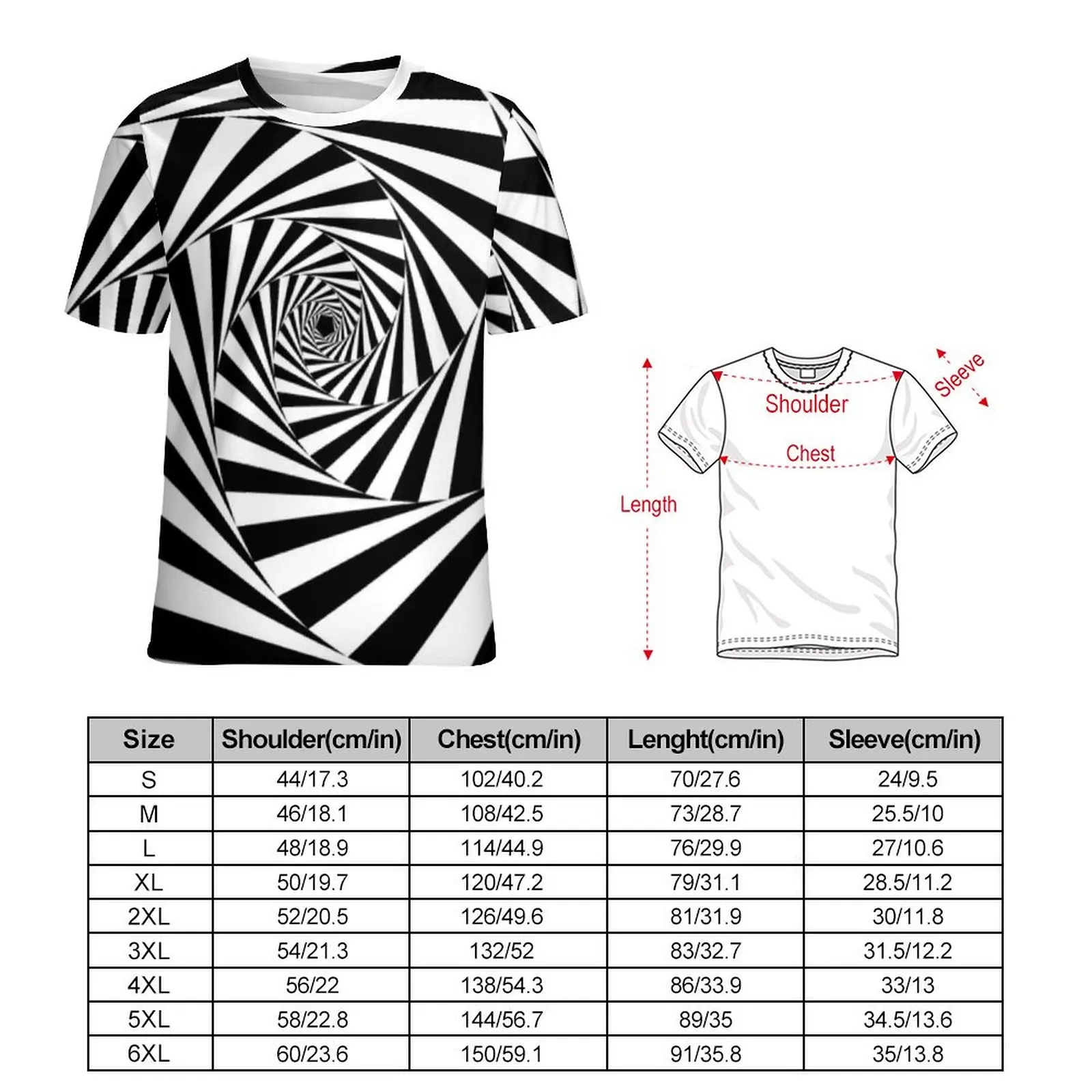 Women T Shirt Black And White Eyes Optical Illusion T-Shirts Short Sleeves Aperture Spiral Modern Abstract Tops Casual Clothes