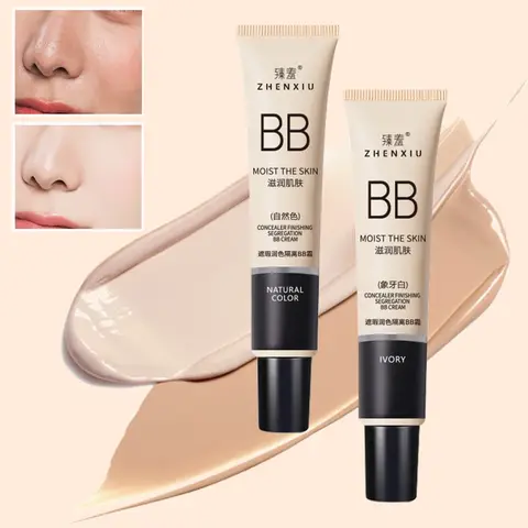 BB 크림 브라이트닝 베이스 리퀴드 파운데이션 메이크업 미백, 방수 모이스처라이징 컨실러, 오래 지속되는 얼굴 미용