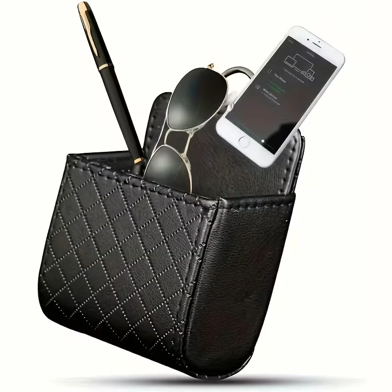 1pc Car Storage Bag Car Air Outlet Debris Bag For Mobile Phone Key Sunglasses Vent Dashboard Tidy Hanging Organizer Box
