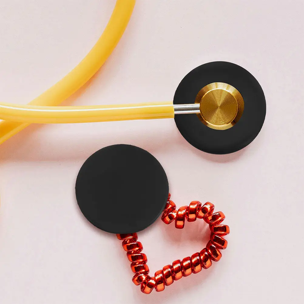 10Pcs Black Silicone Stethoscope Head Protective Covers Easy-Apply Portable Reusable Diaphragm Cover for Healthcare Workers