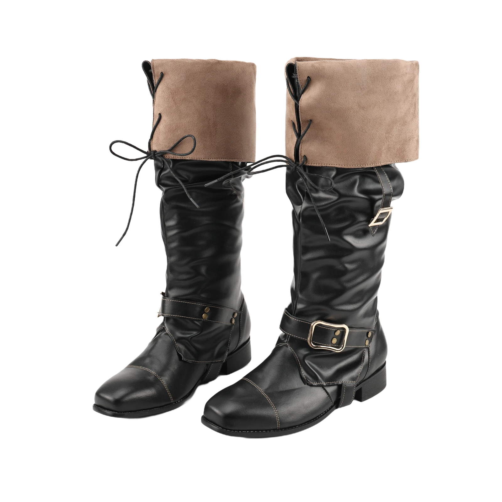 

Mens Renaissance Boots Medieval PU Leather Pirate Boots Western Cowboy Knight Shoes Retro Medieval Boots