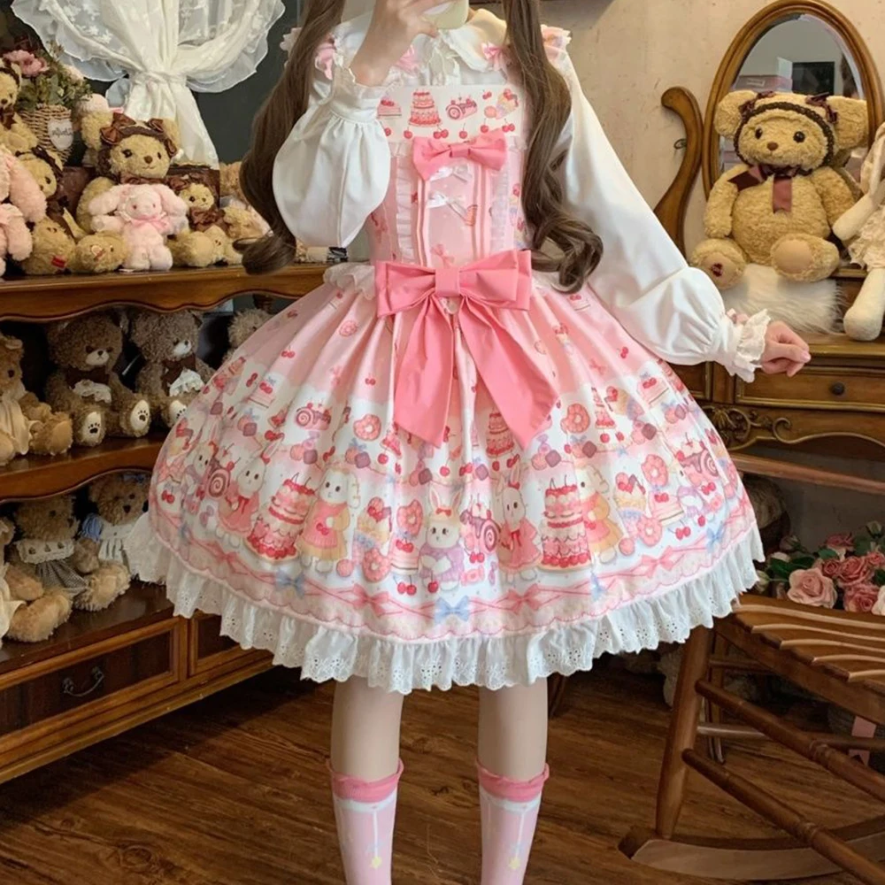 

Princess Original Lolita [Cute Rabbit Sweetheart] Cute Sweet Strap Skirt Sweet Versatile Lolita dress for women
