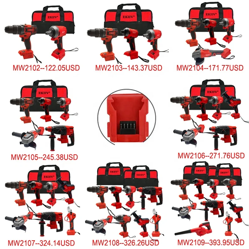 Full Toolbox Portable cordless drill set impact wrench angle grinder power drills Electric hammer drill combo power tools kits