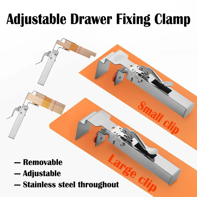 Adjustable Drawer Fixing Clamp, Universal Drawer Panel Front Installation Clamps Fixing Clips With Replaceable Clip