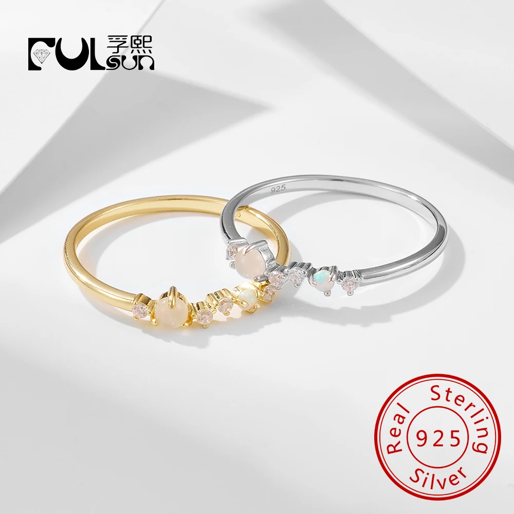 

Fashion 925 Sterling Silver Gold Plated Marquise Opal Diamond Cz Zircon Band Rings for women