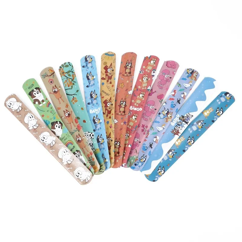 12pcs/24Pcs Cartoon Bluey Cute DIY Bracelet Wristbands A Aariety Of Anime Doll Characters Children Pat Circle Toys Birthday Gift