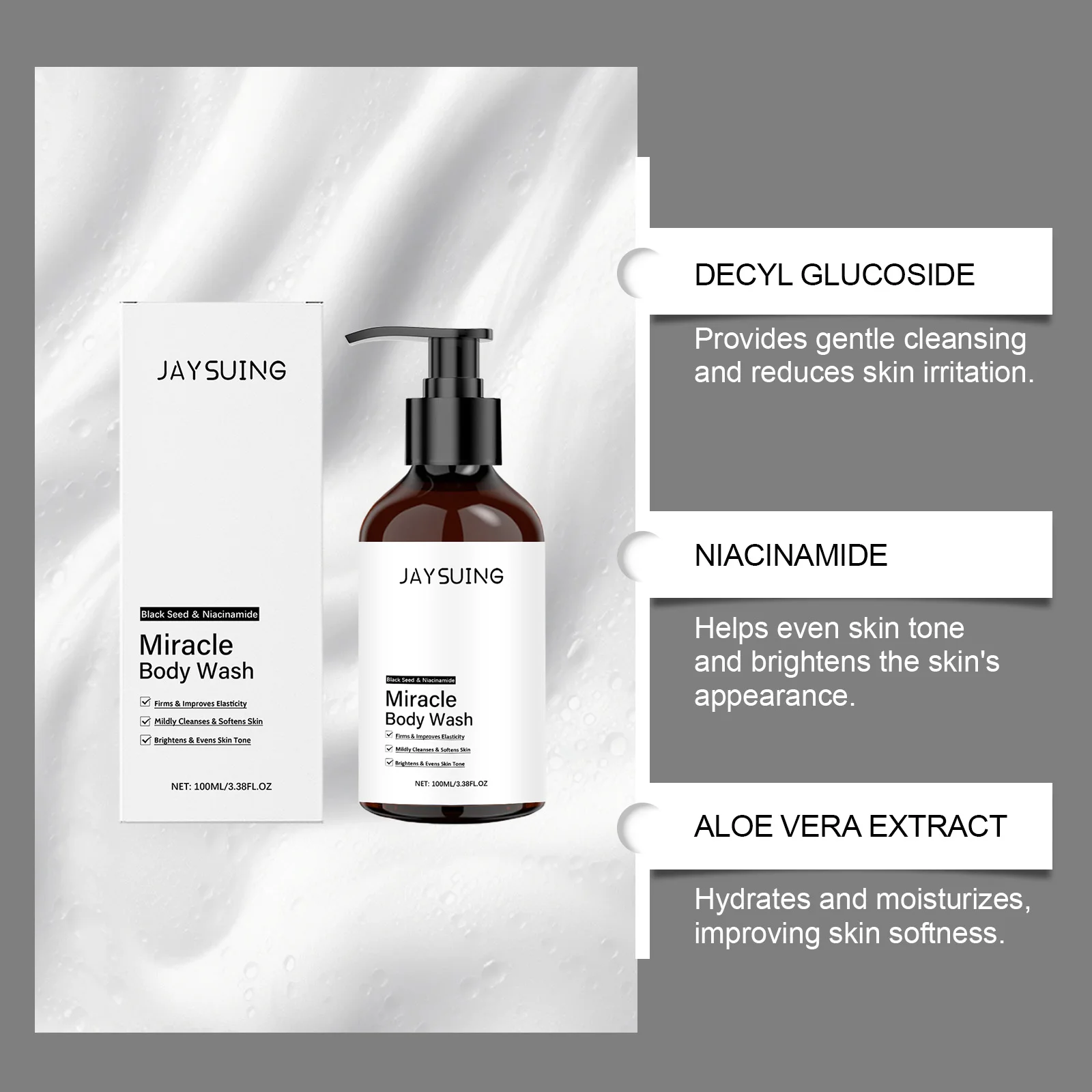 Niacinamide Shower Gel White Skin Smoothing Daily Cleansing Remove Dirt Rich Foam Lasting Hydrate Refresh Body Wash Skin Care