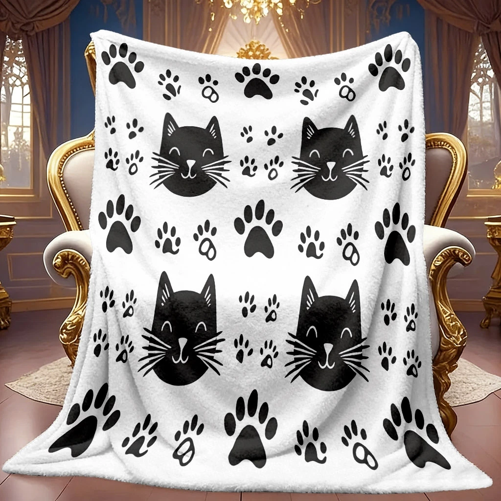 Festive Sweet Pet Motif Soft Throw Versatile Home Accent For Coffee Shop Office Gym Dance Studio Lounge Area