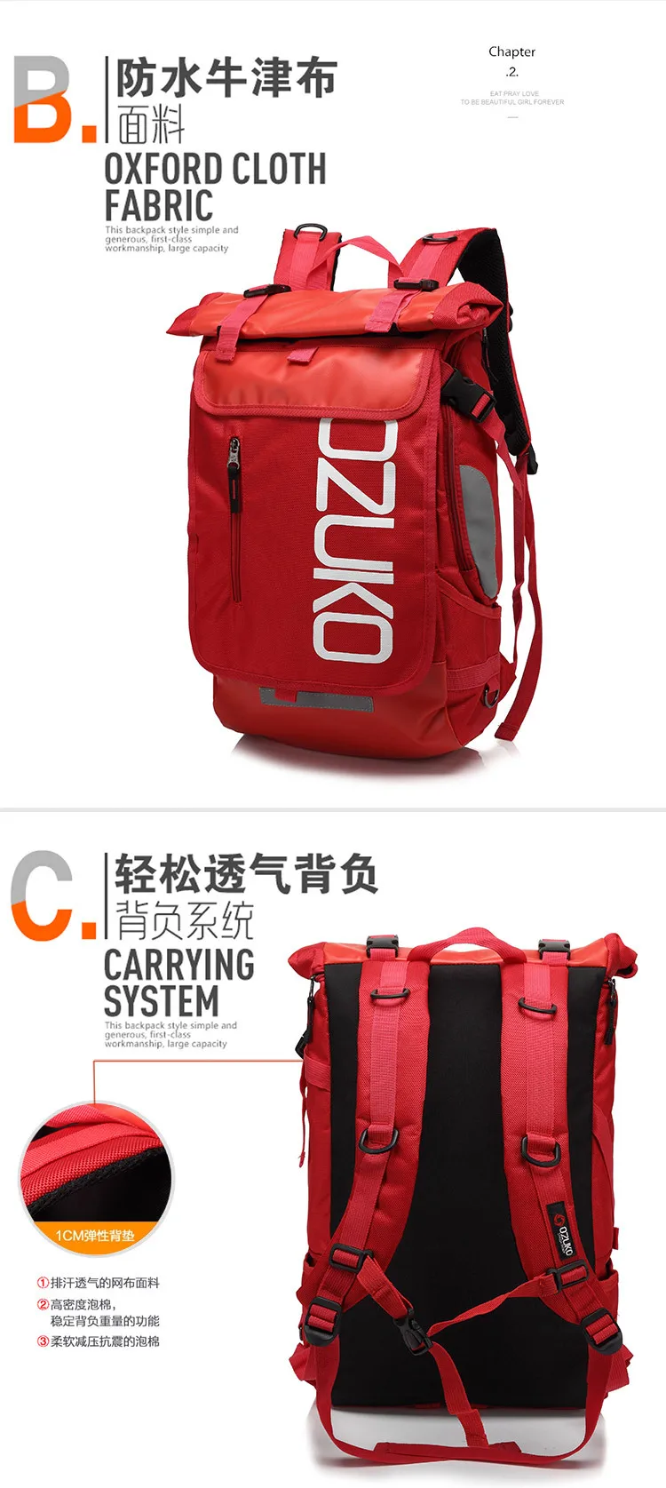 OZUKO Rucksack Männer 15,6 Zoll Laptop Wasserabweisende Schultasche für Teenager Casual Student Rucksäcke Männliche Reise Mochila Mode – Detail 19