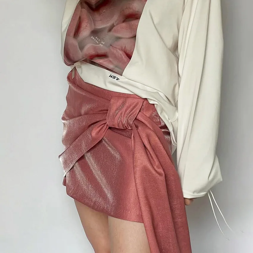 Sexy streamer saias femininas zíperes sólidos rendas até pacote de quadril senhora mini saia 2026 primavera chique feminino rua outerwear novo