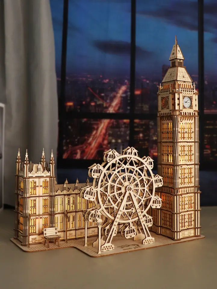 3D Wooden Puzzle Big Ben Model Kits Desktop Clock DIY Building