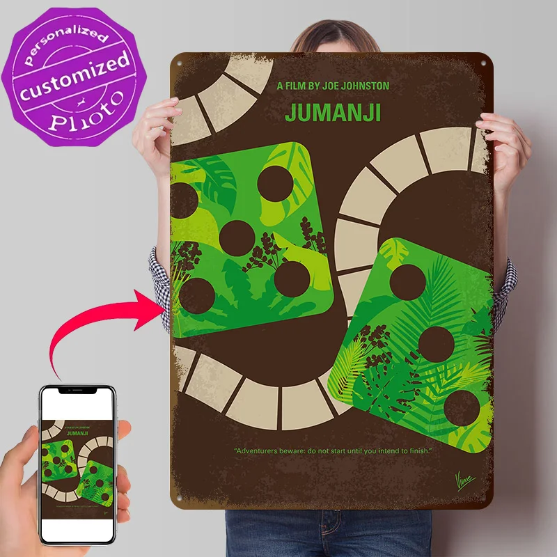My Jumanji Minimal Movie When Two Kids Personalized 3D Textured Metal Poster Wall Art Vintage Tin Signs for Decoration Room Home