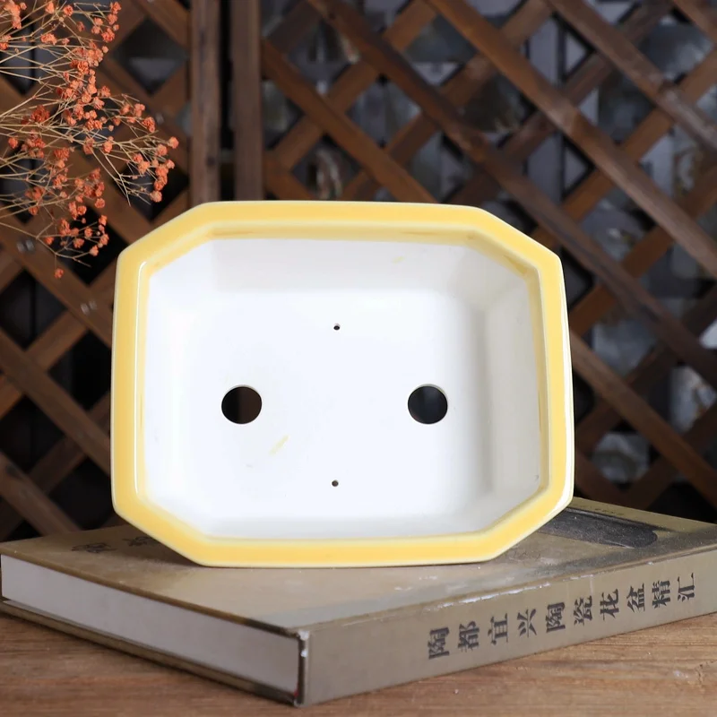 Porcelanowy prostokątny garnek do bonsai, tradycyjny chiński wzór, pokój, stół domowy, biurko, dekoracja ogrodu