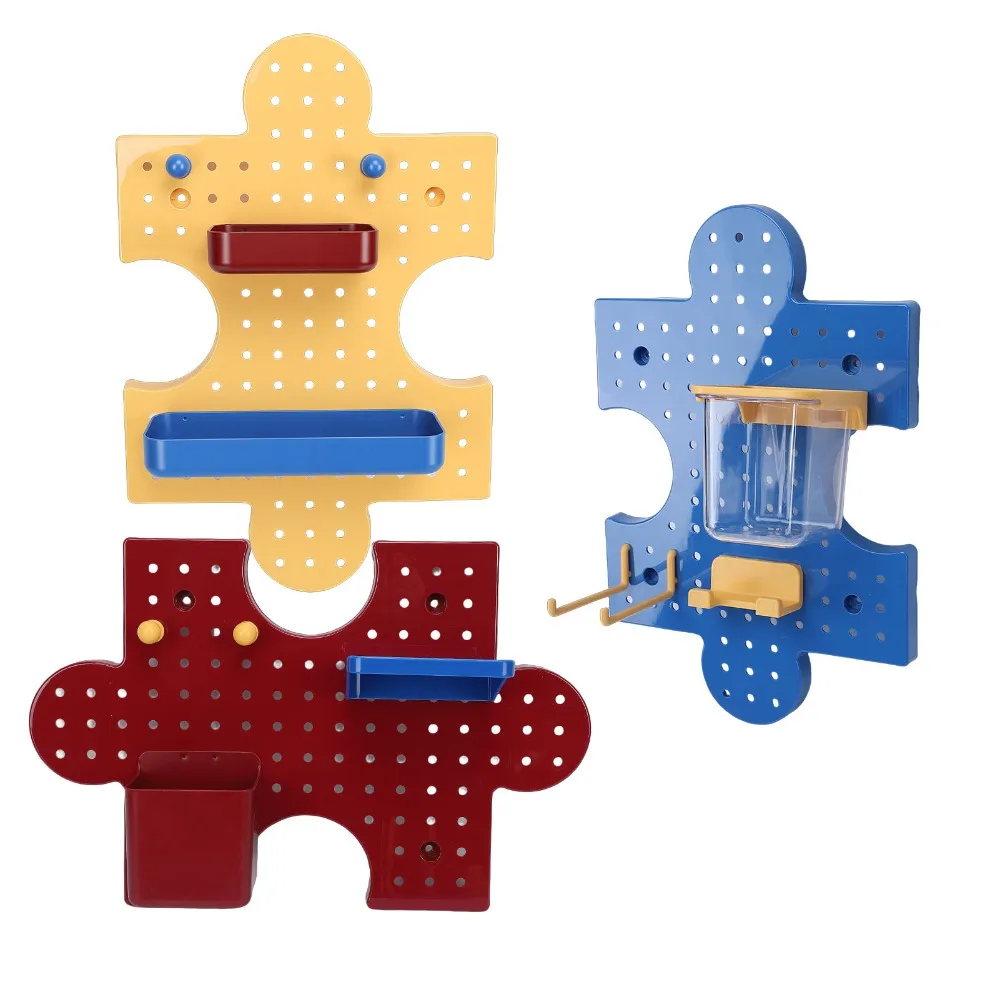 Plastic Pegboard Wall Organizer No-Drill Installation Interlocking Splicing Modular Wall Storage System Colorful