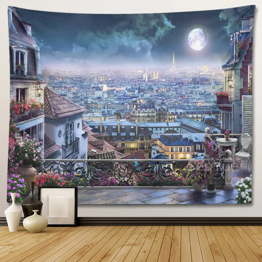 City Night Scene Tapestry Prosperous Metropolis Large Wall Tapestry Wall Hanging Tapestries Art for Bedroom Living Room Decor