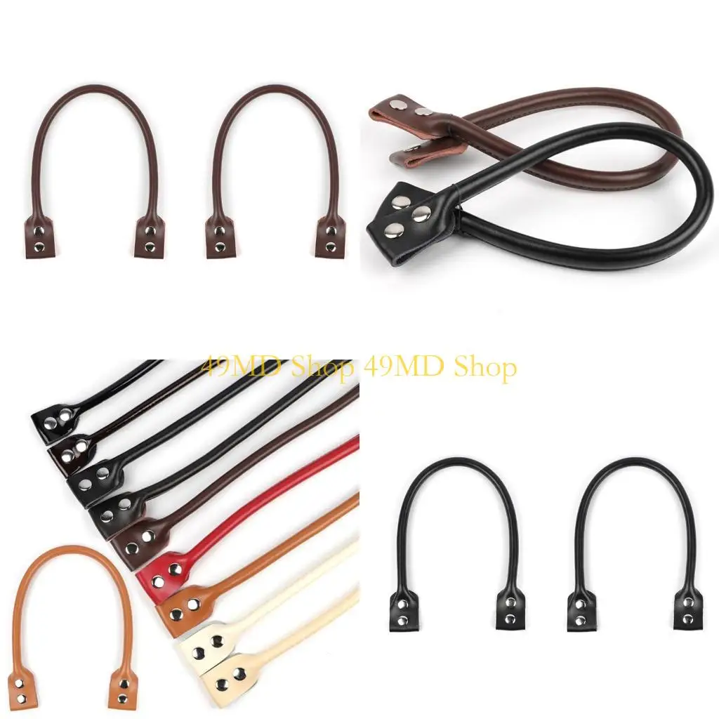 

49MD 2pcs Handbag Handles PU Leather Purse Strap with Button for Handbags Top Handle Bags DIY Making Replacement Accessories