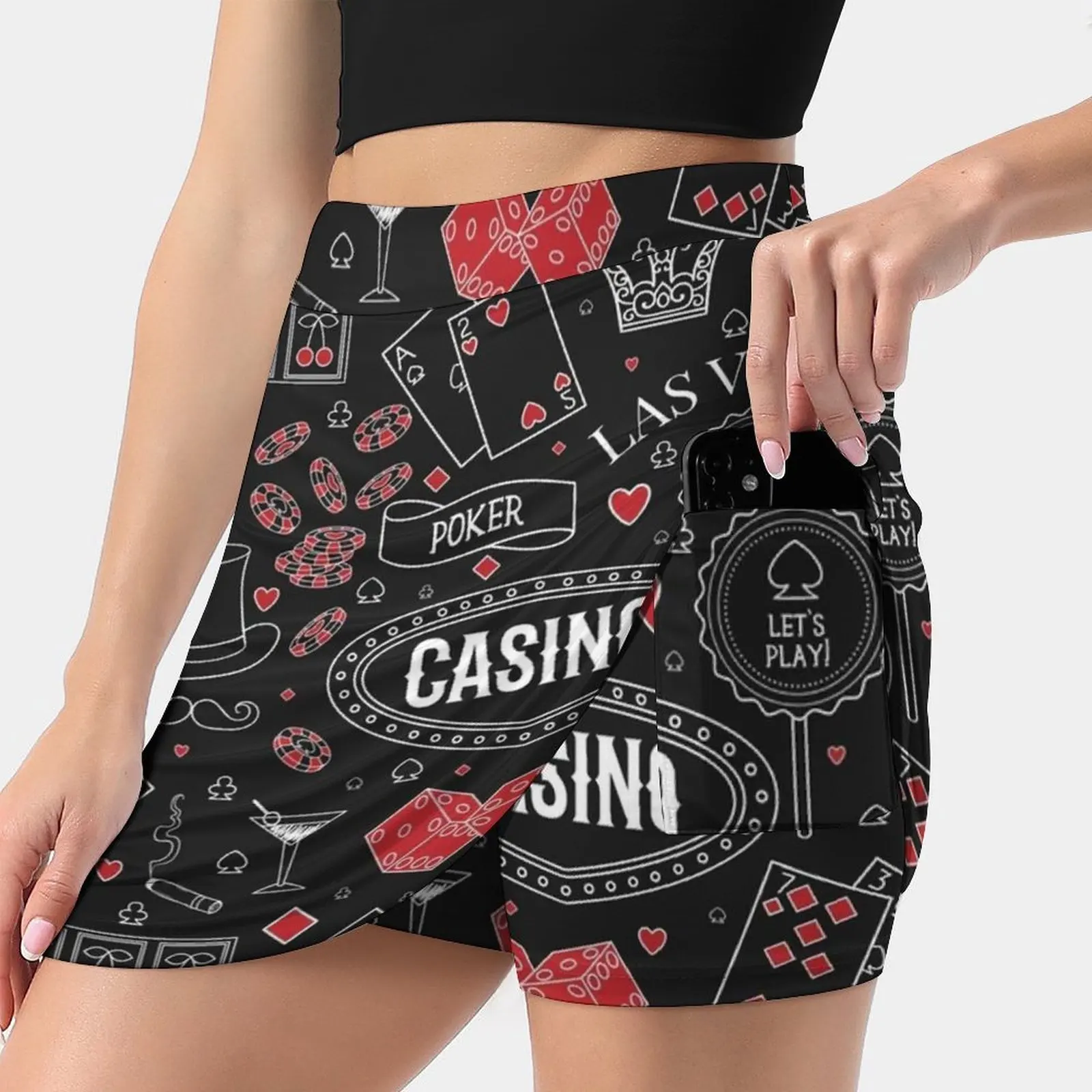 Casino Theme. Seamless Pattern With Decorative Elements On Skirts Woman Fashion 2022 Pant Skirt Mini Skirts Office Short Skirt