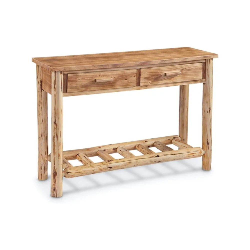 Log Sofa Table, Console Tables for Entryway, TV Stand, Rustic, Cabin Decor