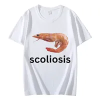 Scoliosis Funny Shrimp Meme T-shirt Unisex Fashion Casual T-shirts Summer Short Sleeve T Shirts Streetwear Women T Shirts