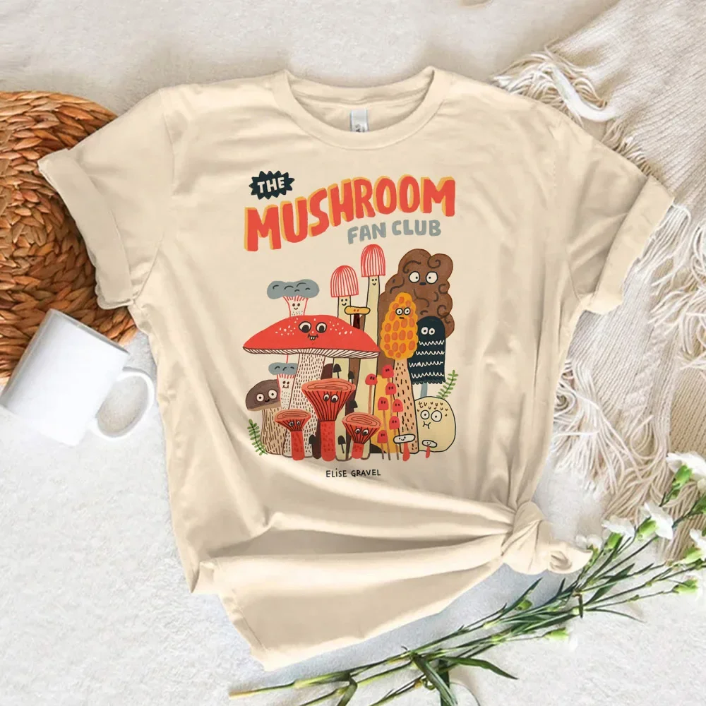 Mushroom t-shirts women comic modern style designer top female manga streetwear clothing