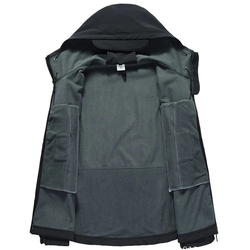 Outdoor Soft Shell Fleece Men And Women Windproof Waterproof Breathable Warm Hiking Camping  Shark Leather Jacket