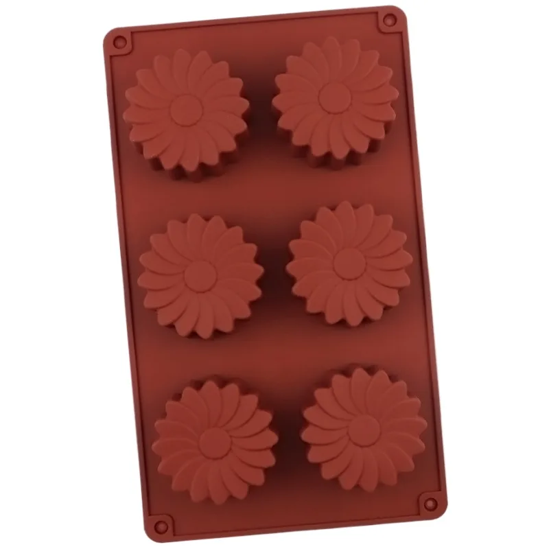Wholesale 6 Even Whirlpool Flower Silicone Cake Mold, Aromatherapy Plaster Mould, Rice Handmade Soap Molds 1318