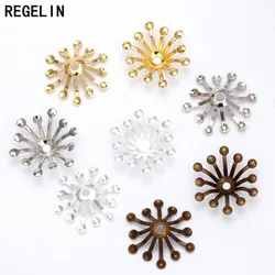 REGELIN Filigree Flowers Bead Cap Wraps Connectors Charms 100pcs/lot 13MM For Jewelry accessories Findings 4 Colors