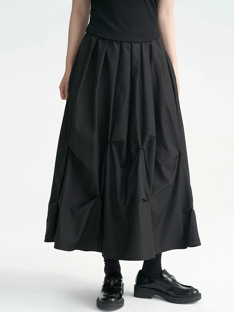 Jesienna nowa spódnica damska, unikalny design, czarna, modna, plisowana spódnica