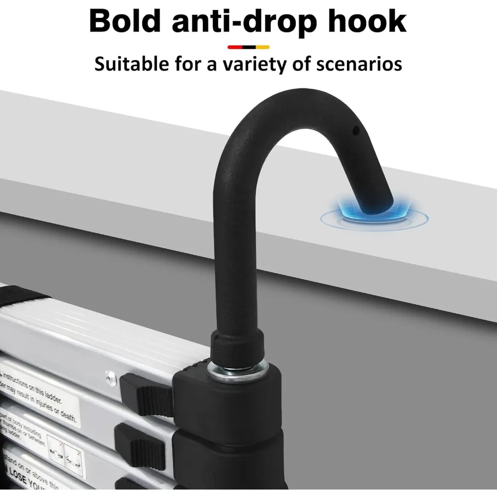 سلم تصغير من الألومنيوم - سلم تمديد محمول بطول 20 قدمًا مع أقدام غير قابلة للانزلاق، سعة 330 رطل، EN131 #5