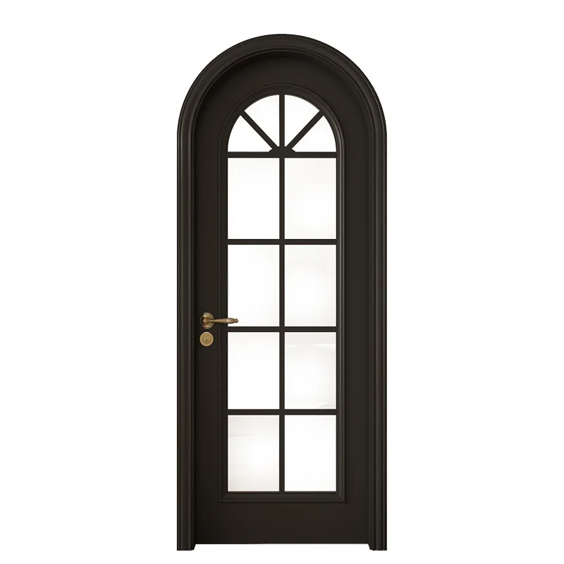 Custom Arched Retro Wooden Villa Shop Living Room Bathroom Kitchen Glass Door