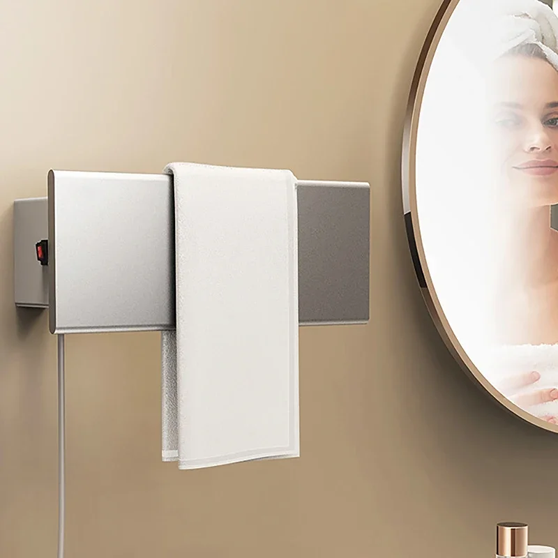 Bathroom Aluminum Alloy Frosted One-button Start Built-in Thermostat 55 Degrees Celsius Can Hide Wiring Towel Dryer Towel Warmer