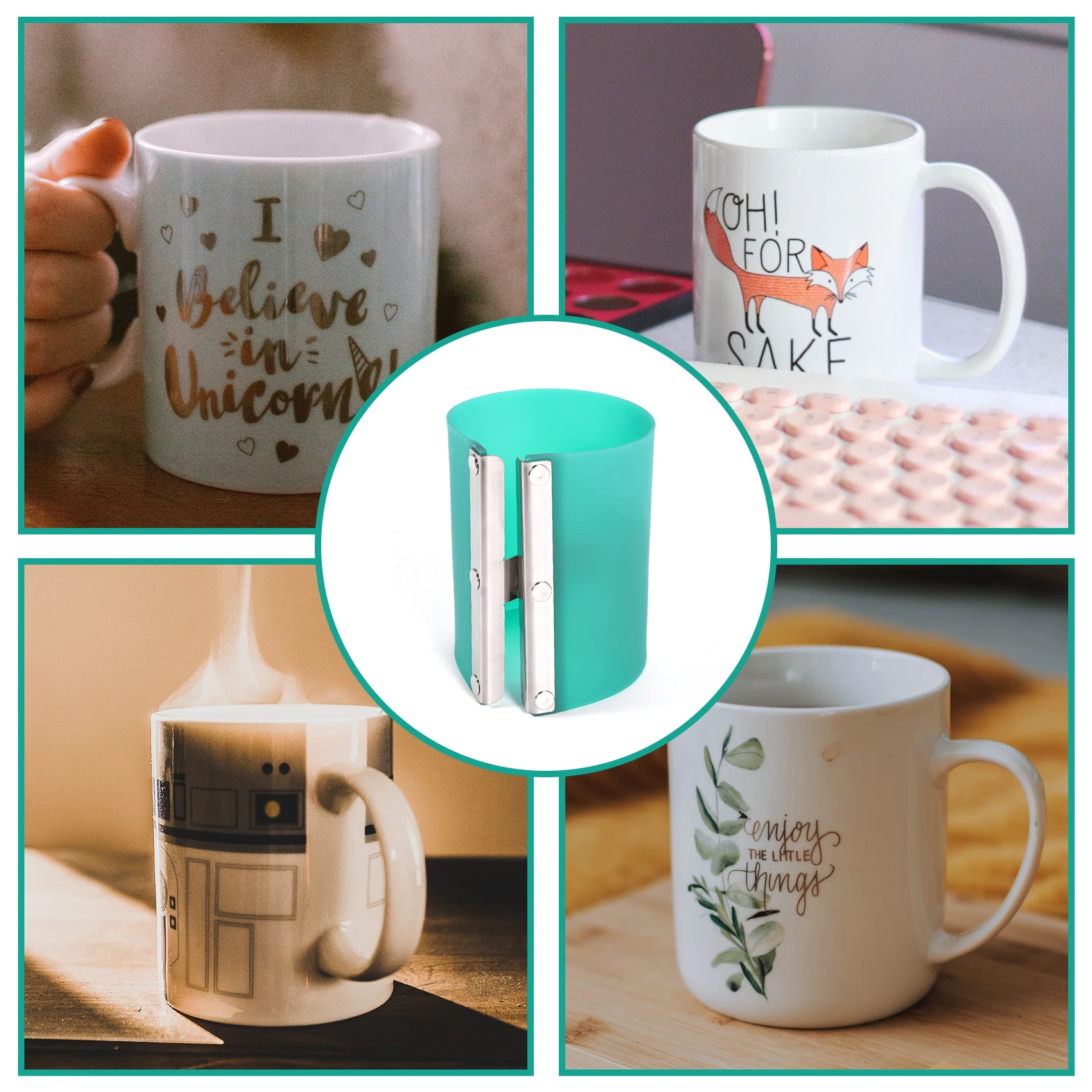 

AFOURT-3Pcs 3D Sublimation Printer Silicon Mug Wraps Clamps 11OZ Mug Silicone Mould Fixture Mug For 3D Sublimation Mug Printing