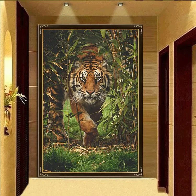 DIY 5D full Diamond Embroidery,Round Diamond beads Tiger in Jungle Living room decoration rhinestone beads Diamond painting