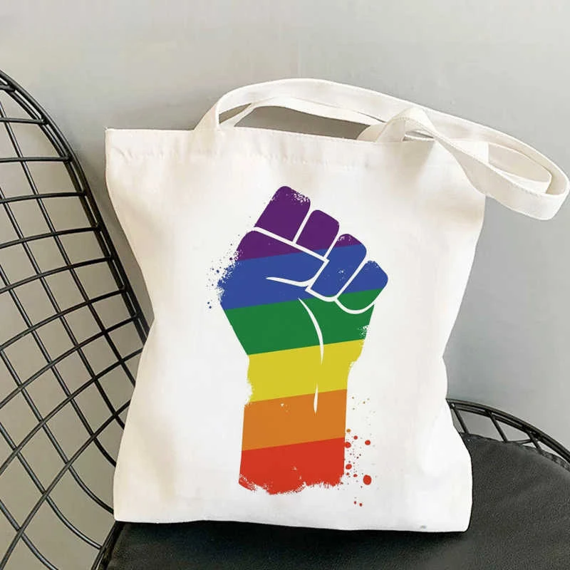 Lgbt Pride Rainbow Shopping Bag Reusable Shopper Jute Bag Handbag Bag Bolsas Reutilizables Bolsa Compra Reciclaje Net Sacolas