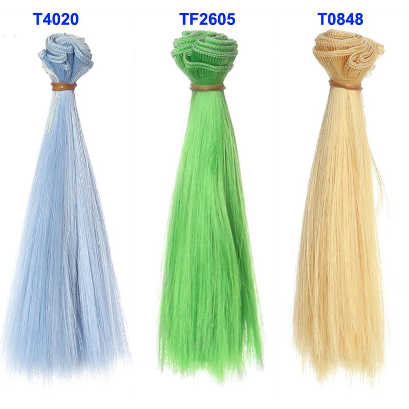 Bjd Hair 15cm*100CM Blue Green Purple Color Short Straight Hair for 1/3 1/4 BJD Diy Doll Straight Wigs