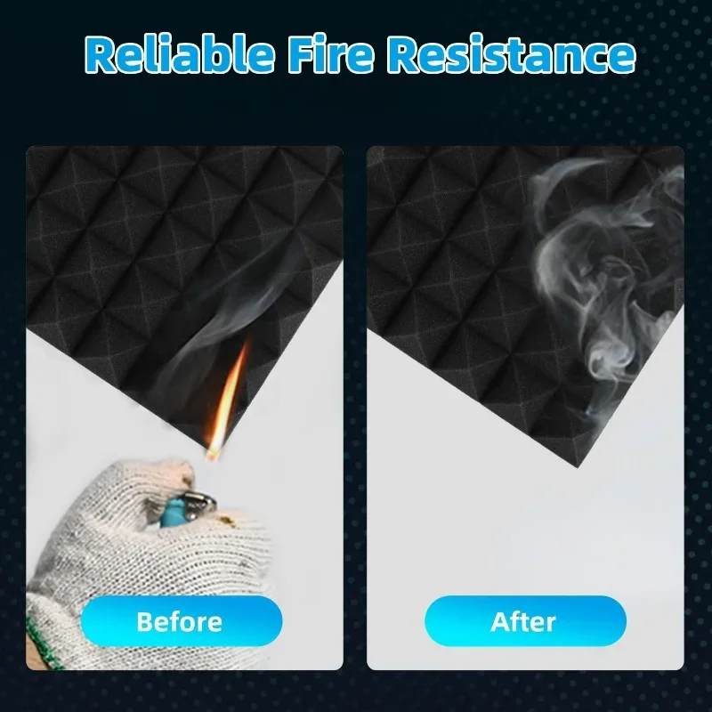 12-4 PCS Pyramid Acoustic Foam Panel High Density Self Adhesive Sound Proof Wall Panels Soundproof KTV Studios Home Accessories