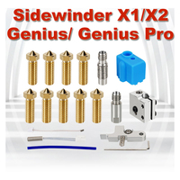 Artillery Sidewinder X1/X2 Genius/ Genius Pro Brass Nozzle Heating Block Throat And Thermistor Idler Arm 3D Printer Parts